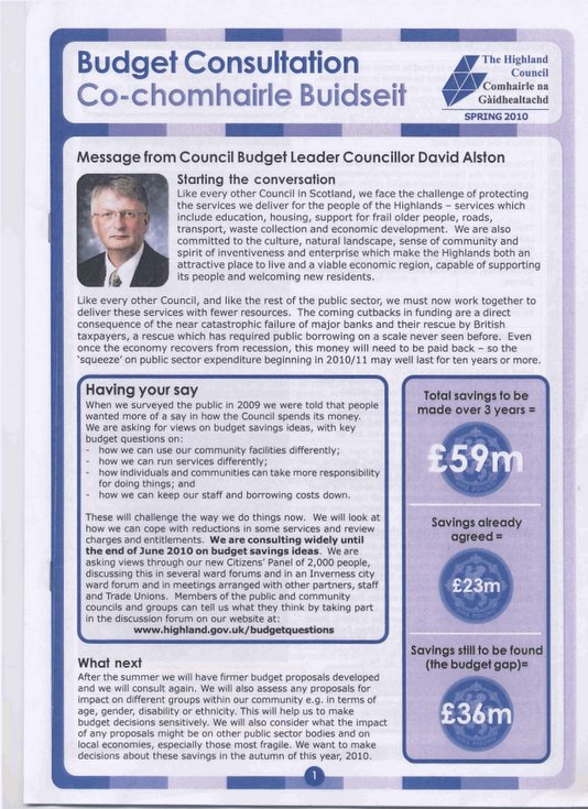 Highland Council Budget Consultation Spring 2010