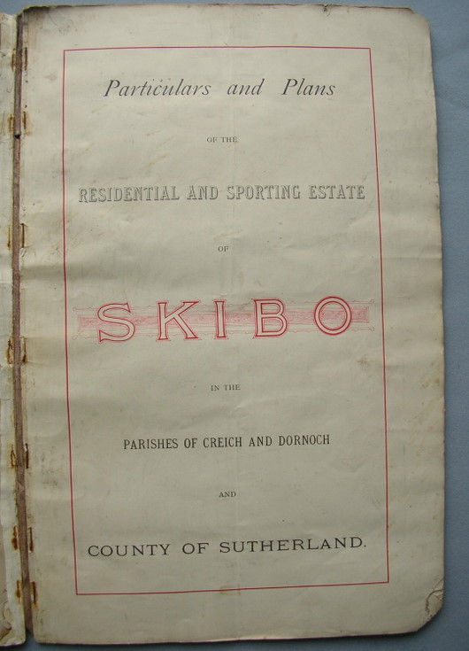 Contents page of sale particulars of Skibo Estate 1890