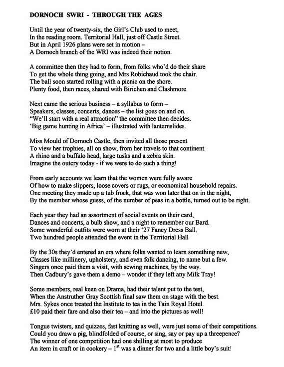 Dornoch SWRI Through the Ages