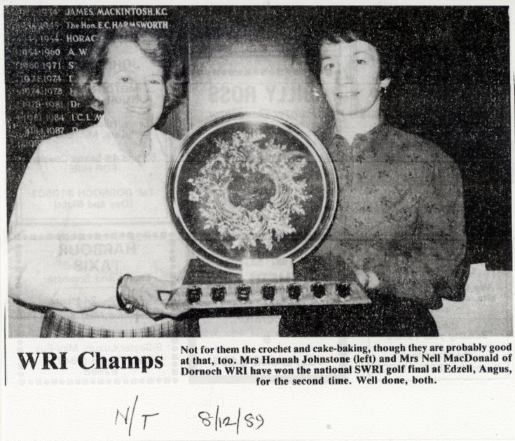 Dornoch SWRI - 'WRI Champs' 1989