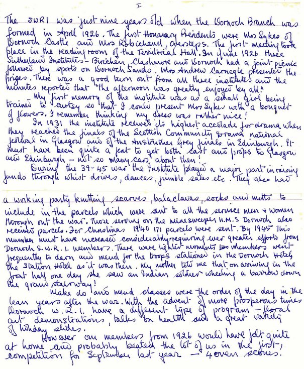 Dornoch SWRI - Reminiscences of Jessie Bell