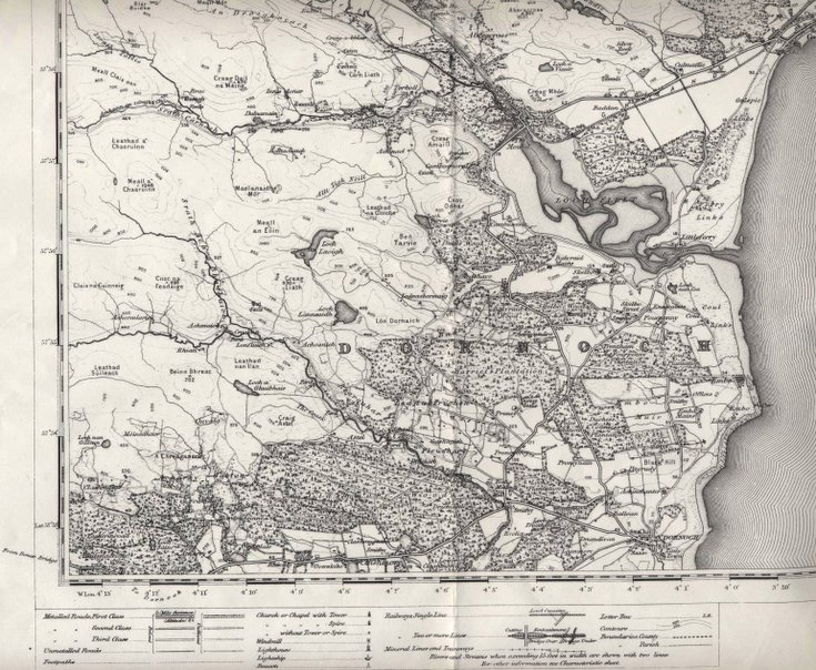 Reprint of first edition OS map of Golspie area