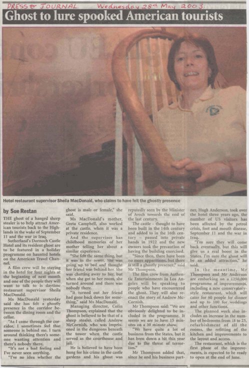 Dornoch Castle hotel ghost