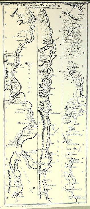 Tain to Wick road map 1776