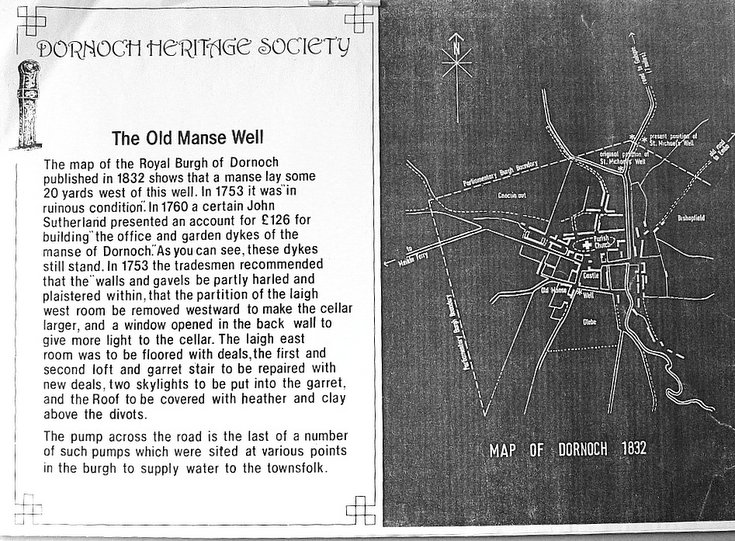 Display board describing the Old Manse Well Dornoch
