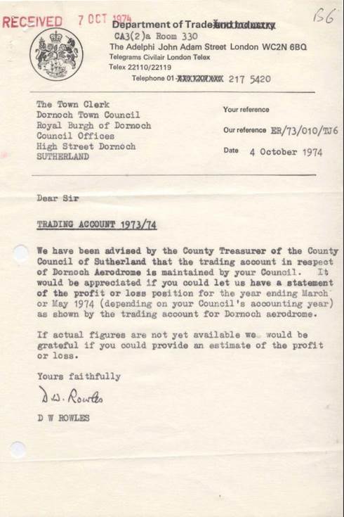 Dornoch Airstrip trading account loss