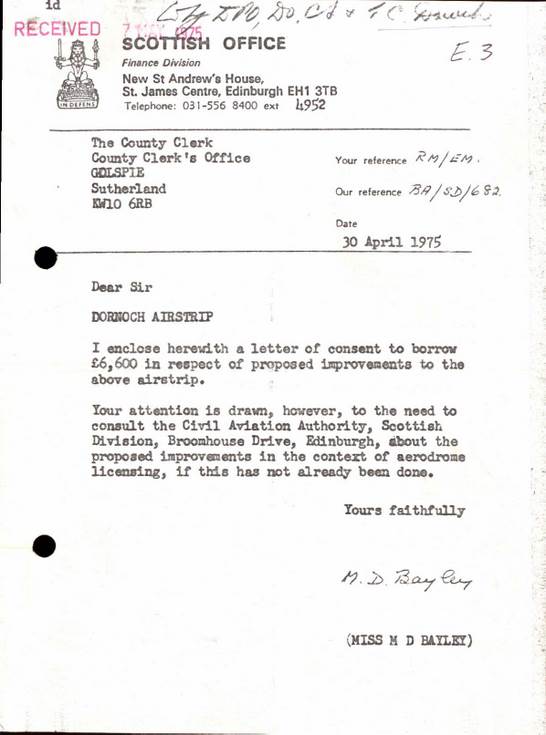 Correspondence concerning proposed improvements to the airstrip