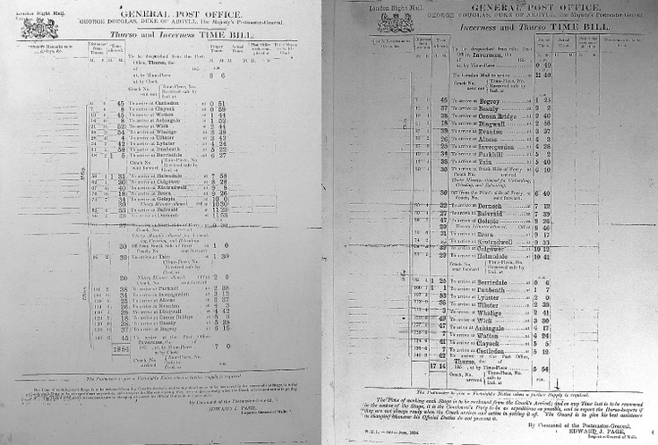 General Post Office Thurso & Inverness Time Bill