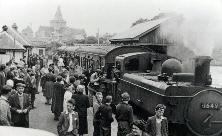 photograph of train at Dornoch station