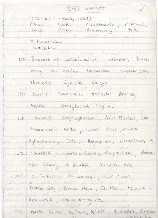 Place Names with reference to year of common use