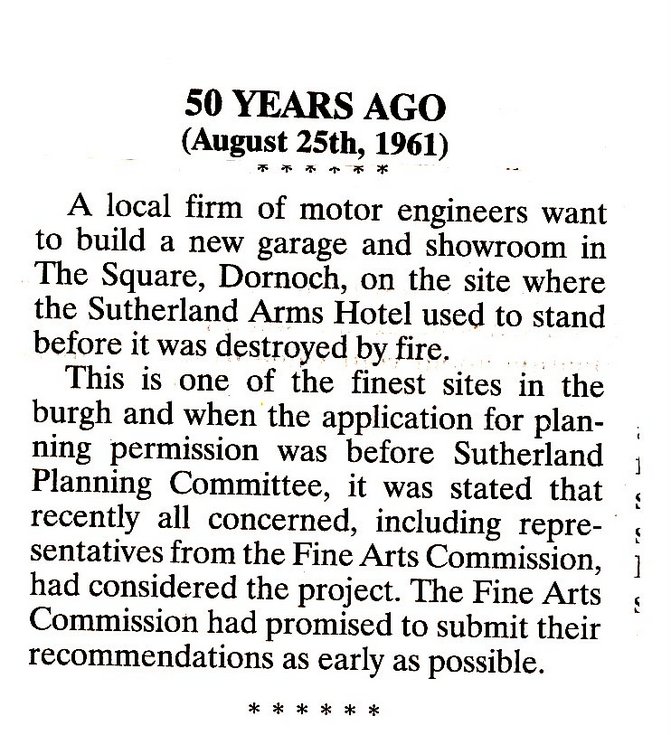 New garage and showroom in The Square, Dornoch 1961