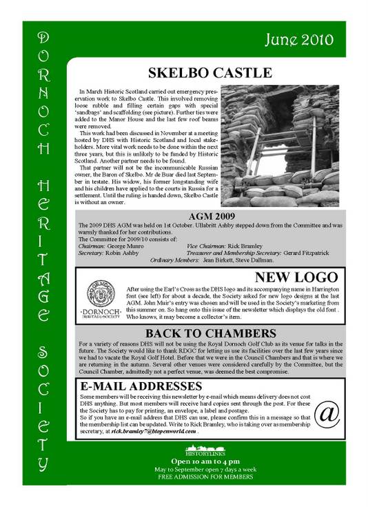 Dornoch Heritage Society Newsletter June 2010