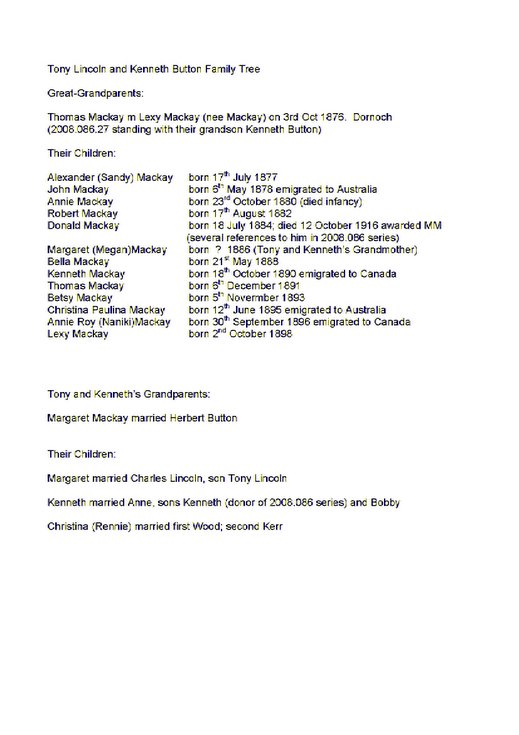 Outline family tree Mackay and Button of Embo