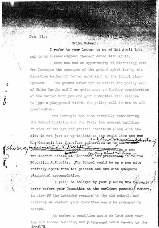 Letters concerning Skibo's New School 1940