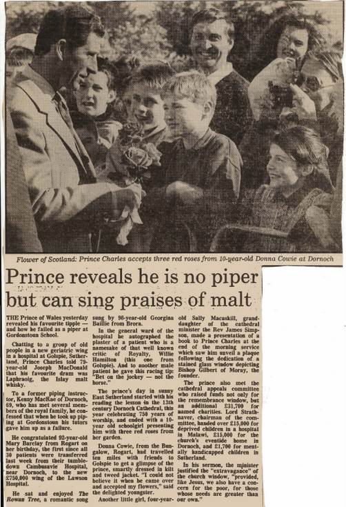 Prince reveals he is no piper but can sing the praises of malt
