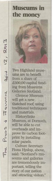 Press & Journal report of Museums Galleries Scotland grants