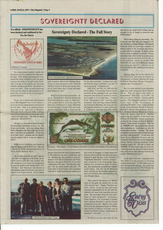 Embo Declaration of Independence, April Fools Day, 1989