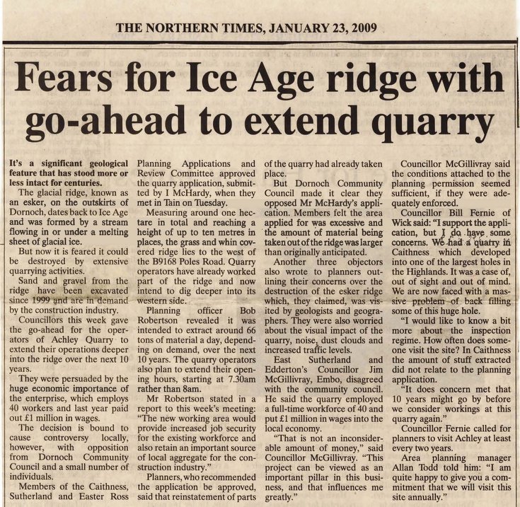 Fears for Ice Age ridge with extend quarry