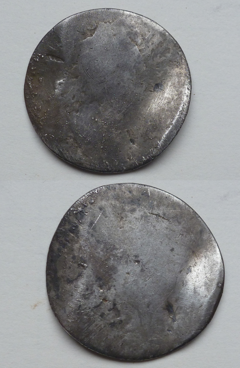Badly worn coin/ love token, silver