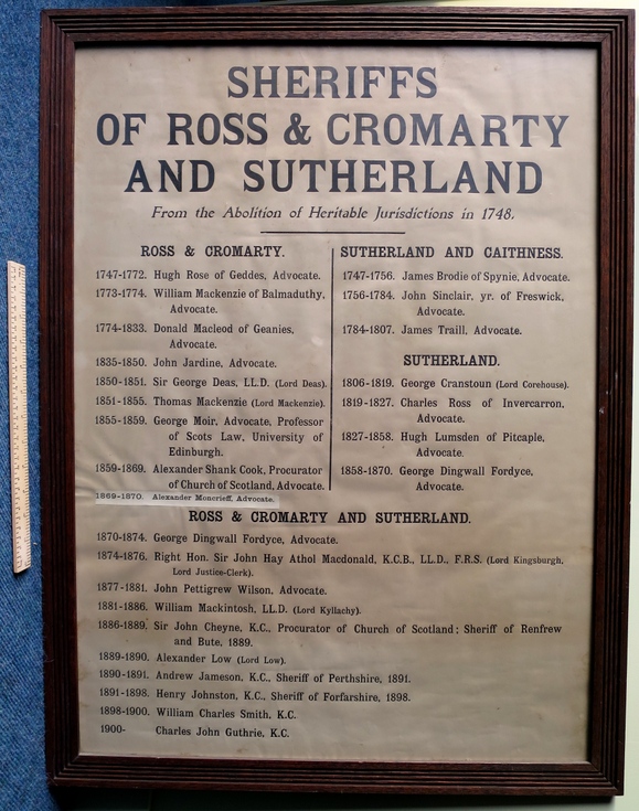 Sheriffs of Ross, Cromarty and Sutherland