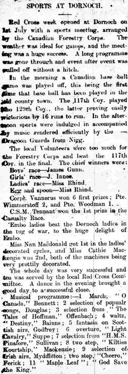 Sports at Dornoch - Canadian Forestry Corps
