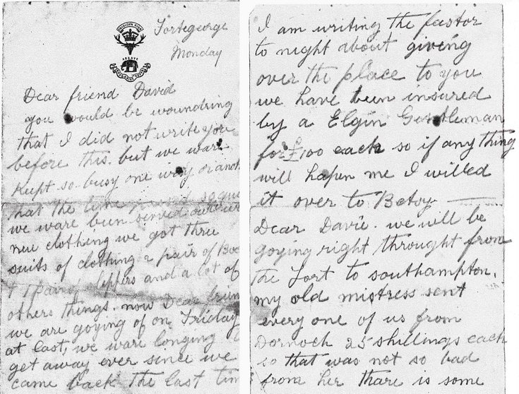 First letter Pte Alexander Murray Feb 1900