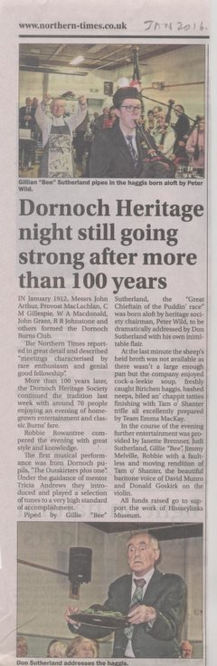 Dornoch Heritage Burns Night 2016