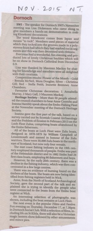 Dornoch Heritage November 2015 meeting