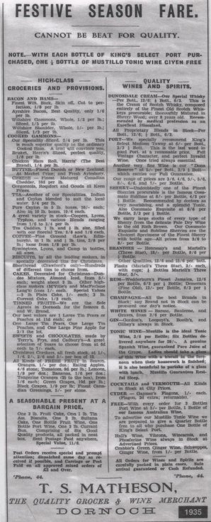 Festive Season Fare 1935