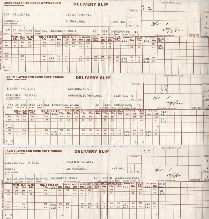 John Player and Sons, Nottingham Delivery Slip