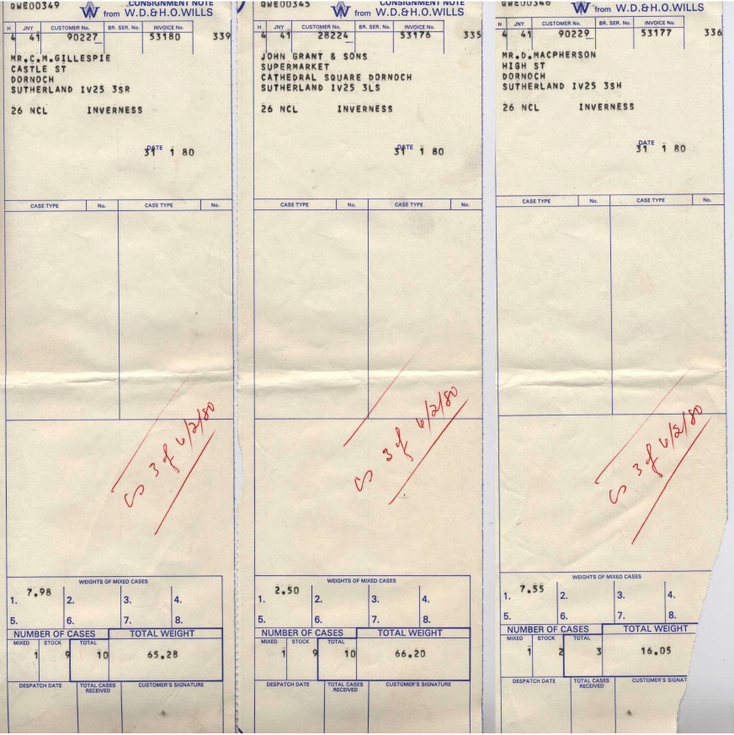 Consignment Note W D & H O Wills