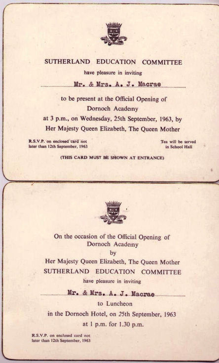 Invitations to the Opening of Dornoch Academy