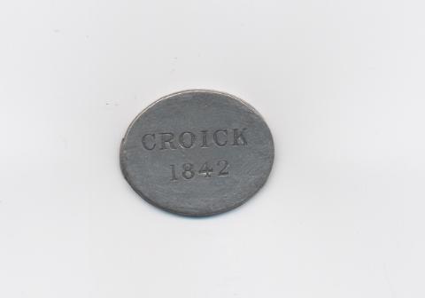 Lead communion token from Croich Church