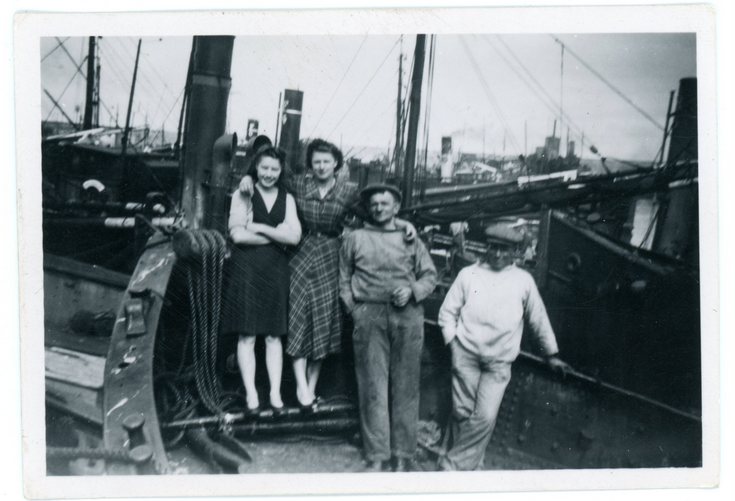 Bella Mackay & Jessie Ross on a fishing boat