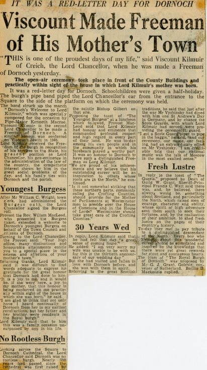 'Viscount Made Freeman of His Mother's Town