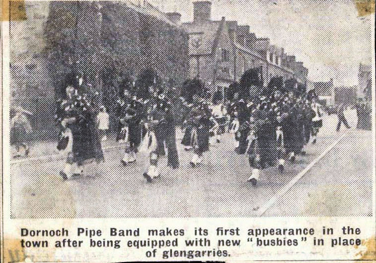 Dornoch Pipe Band parade in new head-dress