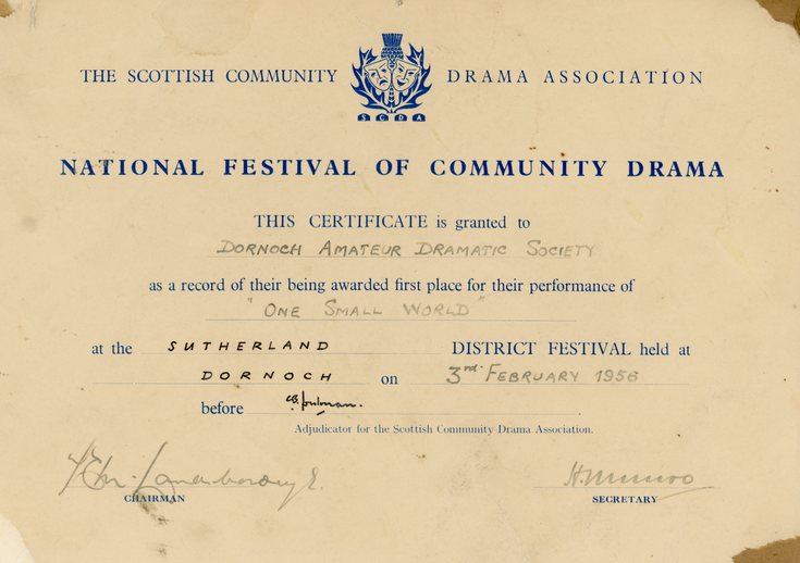National Festival of Community Drama Certificate