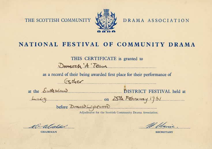National Festival of Community Drama Certificate