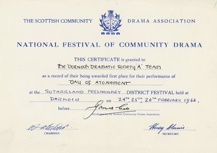 National Festival of Community Drama Certificate