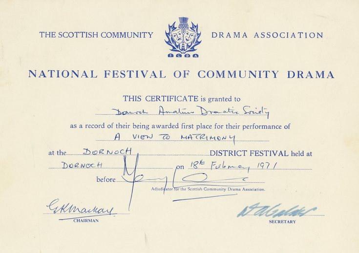 National Festival of Community Drama Certificate