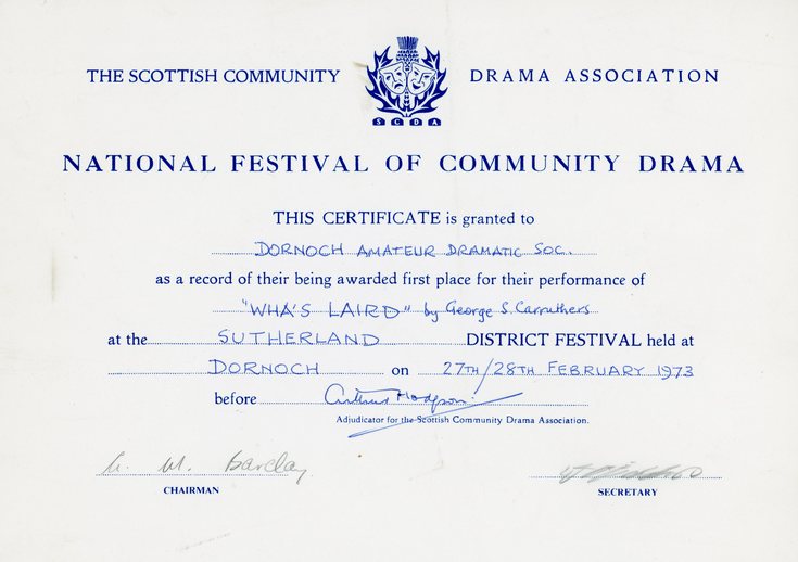 National Festival of Community Drama Certificate
