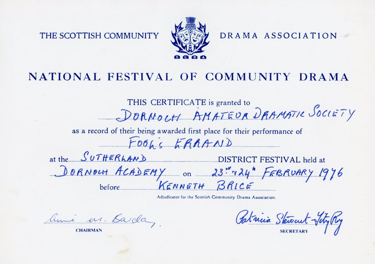 National Festival of Community Drama Certificate