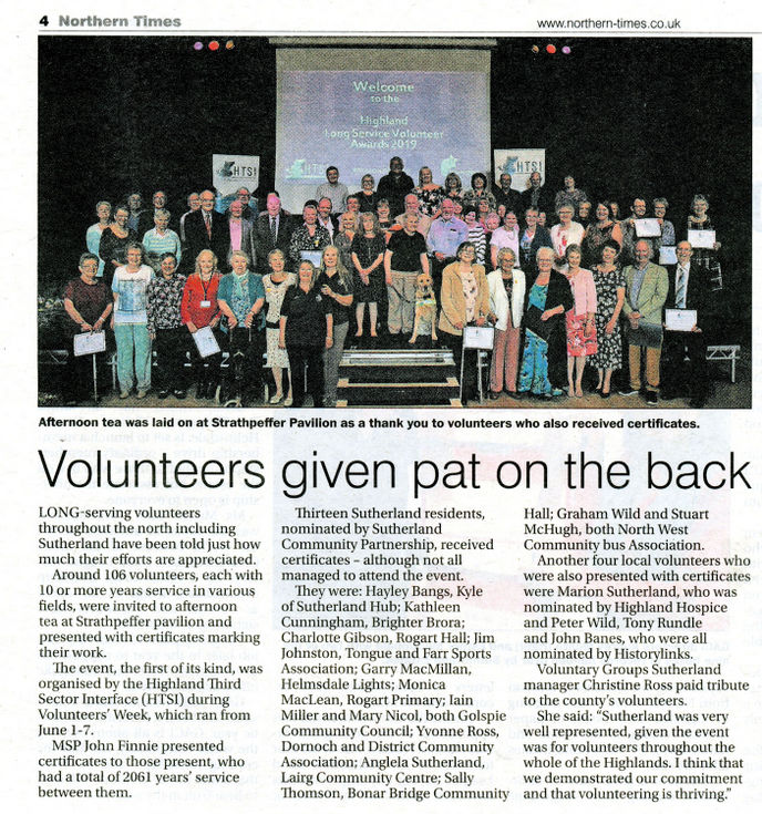 Volunteers given pat on the back
