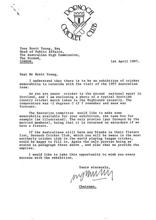 April Fool's Day letter to High Commission