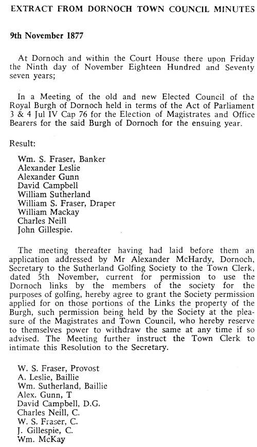 Town council minutes 1877