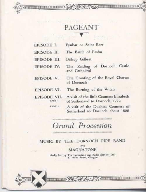 Programme for Dornoch pageant 1928