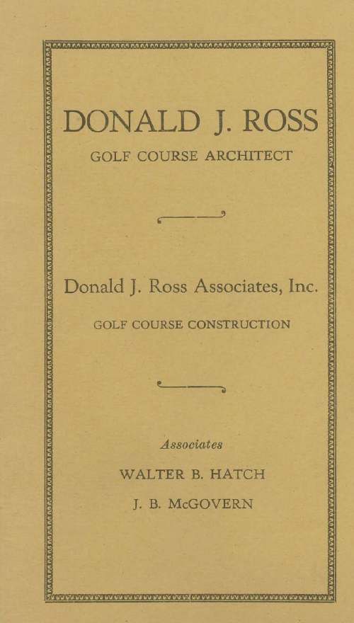 Donald Ross documents - golf courses booklet