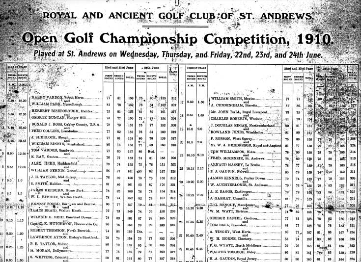 Donald Ross documents - scores for Open Golf Championship at St Andrews