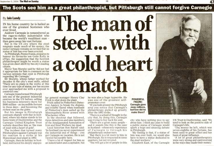 Carnegie 'Man of steel with a cold heart to match'