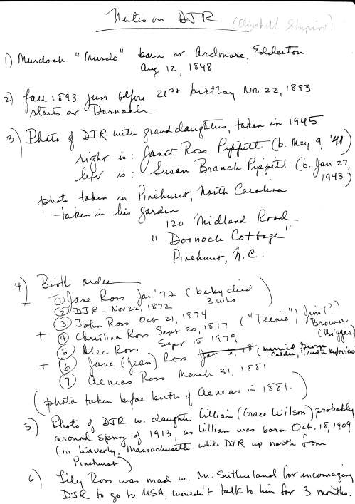 Notes on Donald James Ross